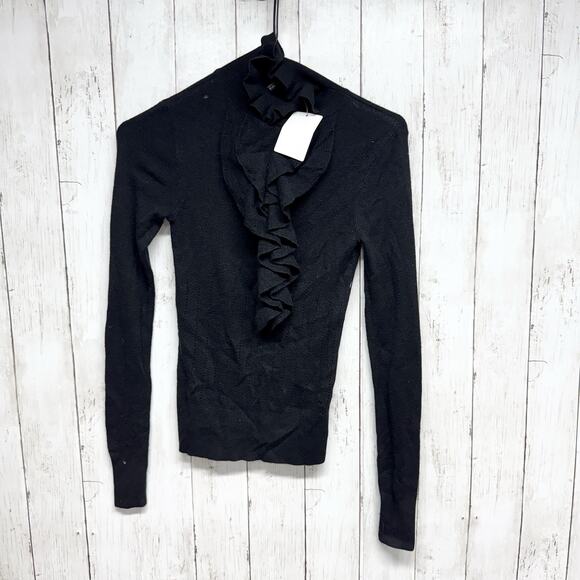 Twelfth Street by Cynthia Vincent Sweater Women Sz PS Ruffle Neck Long Sleeve - Picture 1 of 9